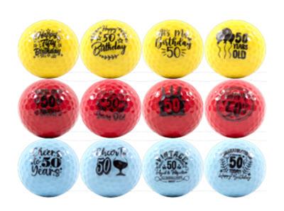 New Novelty Happy 50th Birthday Color Mix of Golf Balls - ReNew Golf Balls