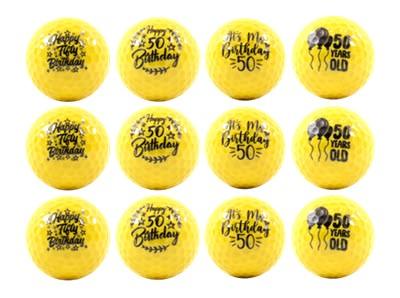 New Novelty Happy 50th Birthday Yellow Mix of Golf Balls - ReNew Golf Balls