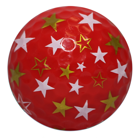 New Novelty Red Stars Ornament Golf Balls