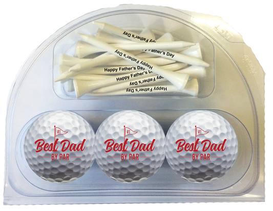 New Novelty Best Dad By Par Flag Golf Balls Set – 3 Custom Balls 20 Tees