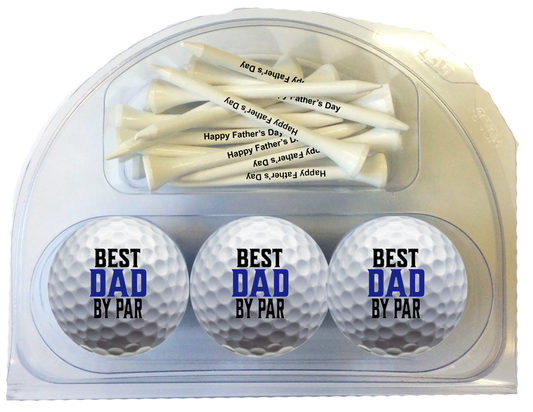 New Novelty Best Dad By Par #2 Golf Balls Set – 3 Custom Balls 20 Tees