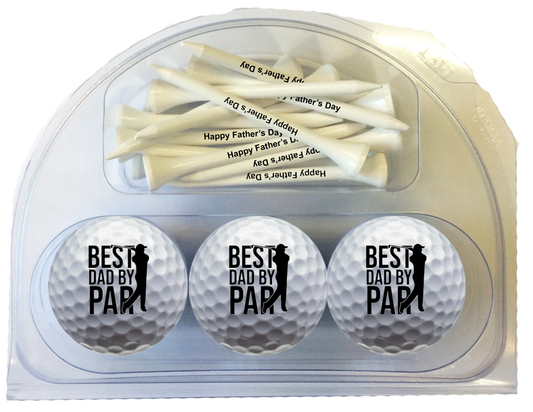 New Novelty Best Dad By Par White Golf Balls Set – 3 Custom Balls 20 Tees