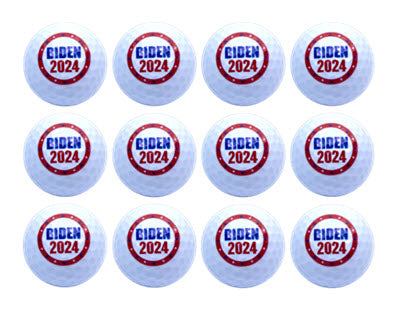 Biden 2024 printed on white golf balls