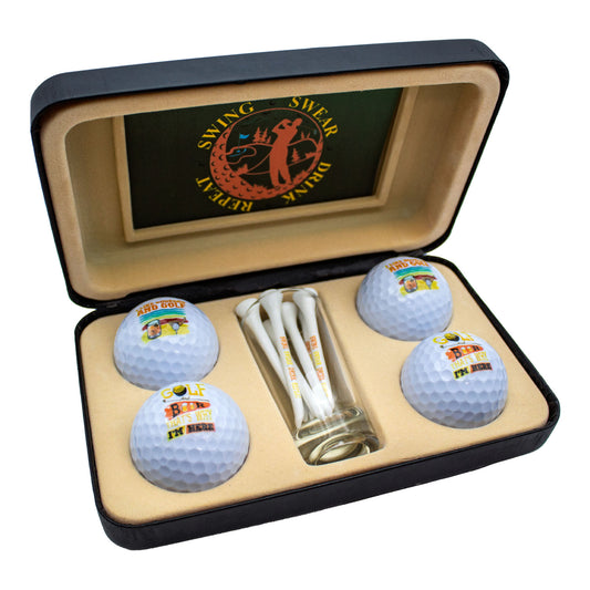 Golfing and Drinking Golf Gift Set – Premium Tru Feel Golf Balls, Tees & Keepsakes