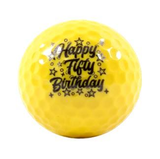 New Novelty Happy 50th Birthday Yellow Mix of Golf Balls - ReNew Golf Balls