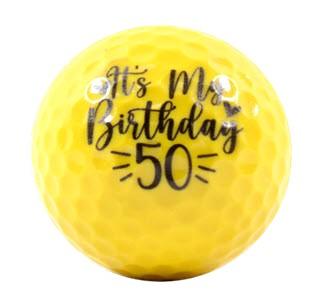 New Novelty Happy 50th Birthday Yellow Mix of Golf Balls - ReNew Golf Balls