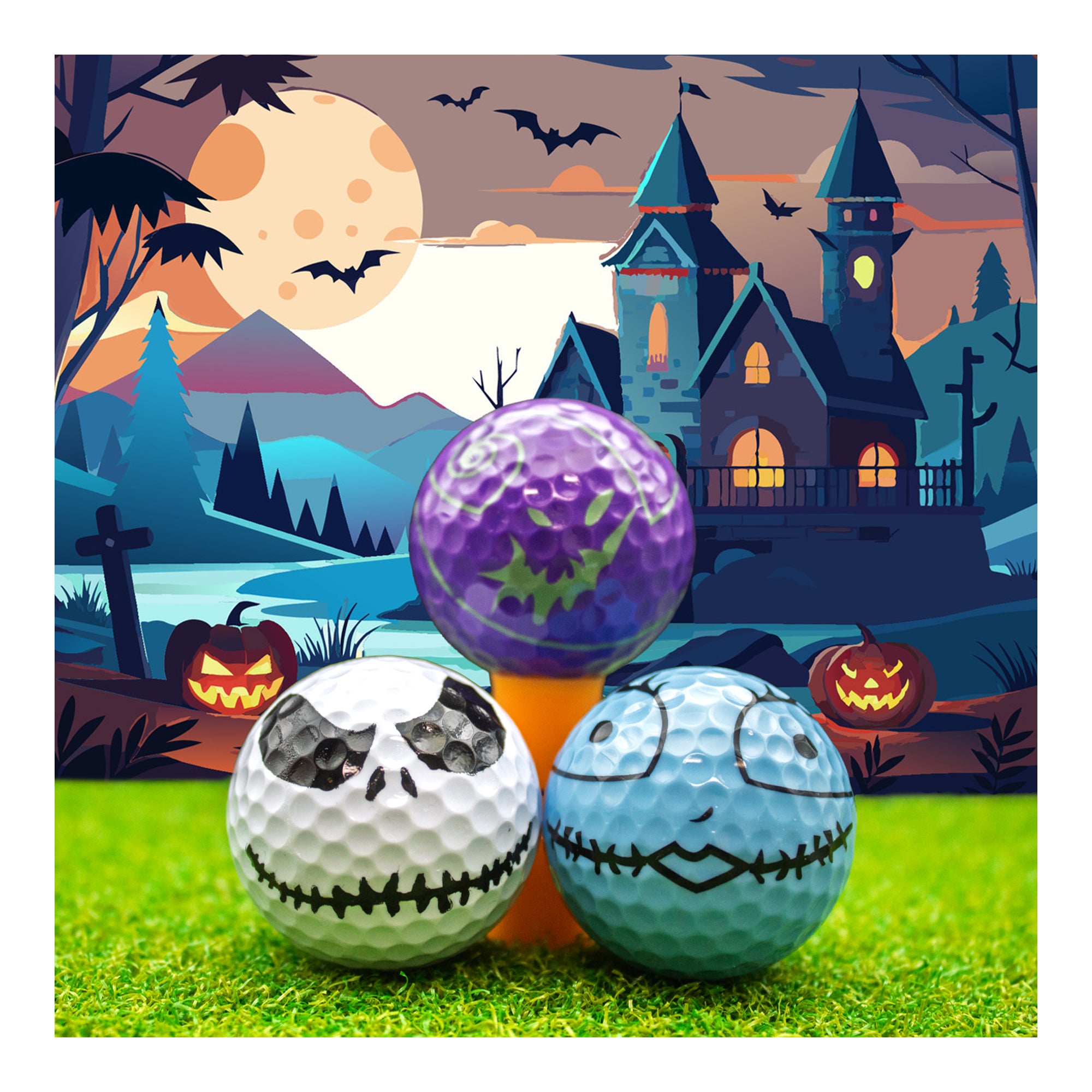 Christmas Nightmare Golf Balls – 12-Pack Holiday Skeleton & Scary