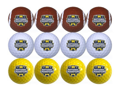 Michigan Wolverines National Champions Tri-Color Golf Balls