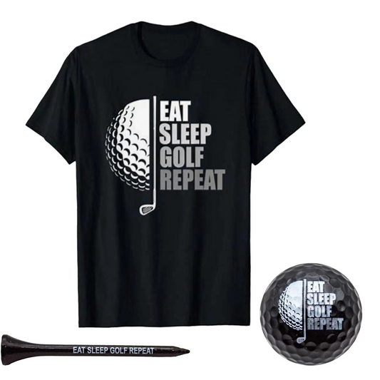New Novelty - Eat Sleep Golf Repeat T-Shirt Golf Gift Set