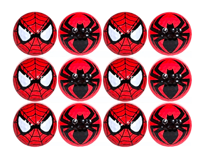 black spider and spider man on red golf ball